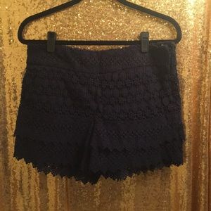 LOFT Navy The Riviera Crochet Shorts